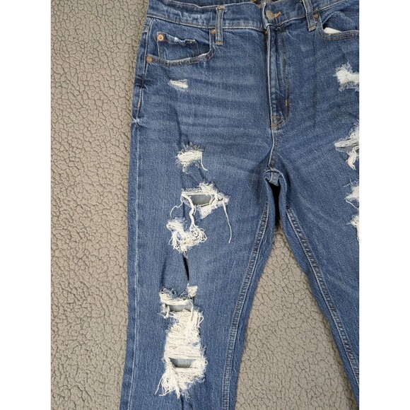 Aeropostale Womens Blue Distressed Denim Medium Wash Mom Jeans Size 10 Regular - Picture 4 of 10